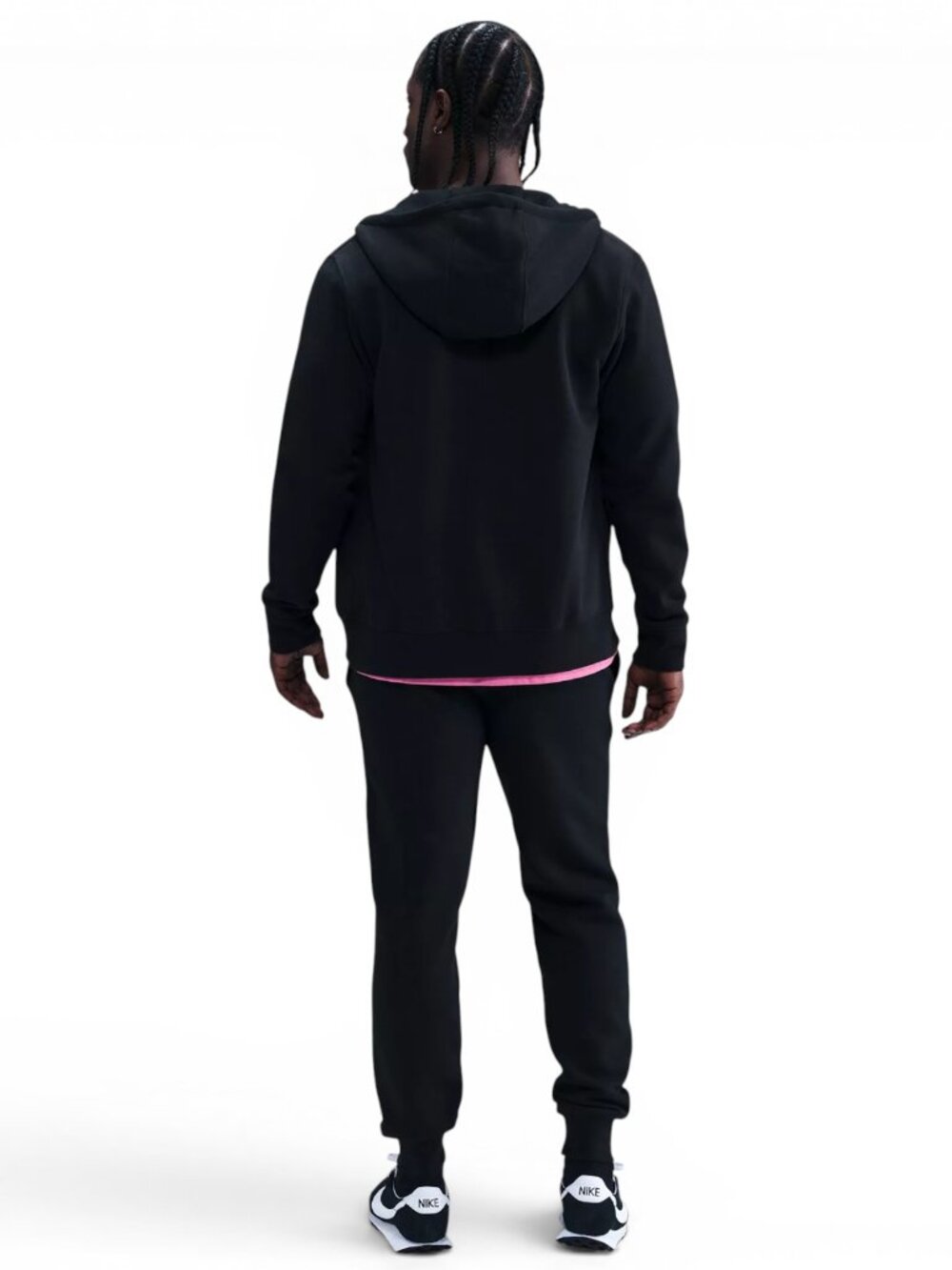 Nike Club Fleece 2 Piece Sweatsuit Outfit Hoodie Joggers Set Black Pink NWT - Picture 3 of 14